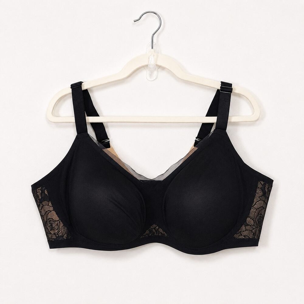 Honeylove Bra Black Nude Wireless Lace Side Smoothing 44C/D